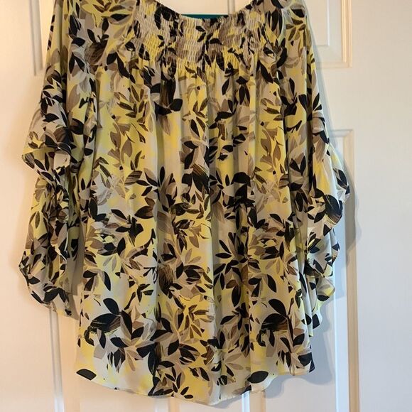 Alfani size 14 flowy top floral print with unique ruffle sleeves - Picture 5 of 7